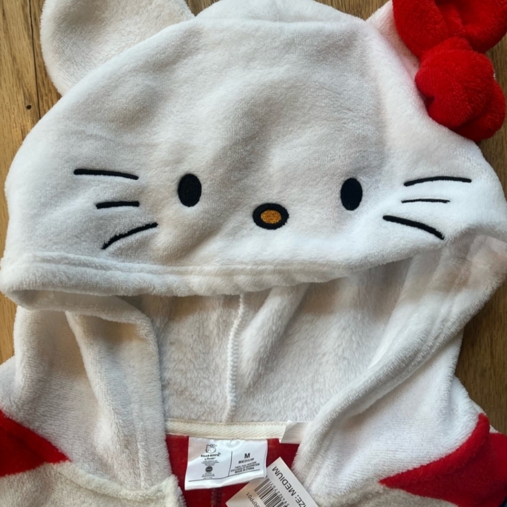 Hello Kitty Hooded Cosplay Union Suit Onesie Pajama Costume NWT M